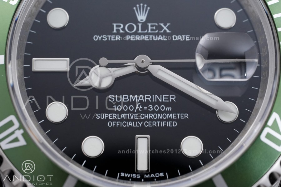 Submariner 16610 LV Green 904L Steel ARF 1:1 Kermit Best Edition on SS Bracelet SH3135