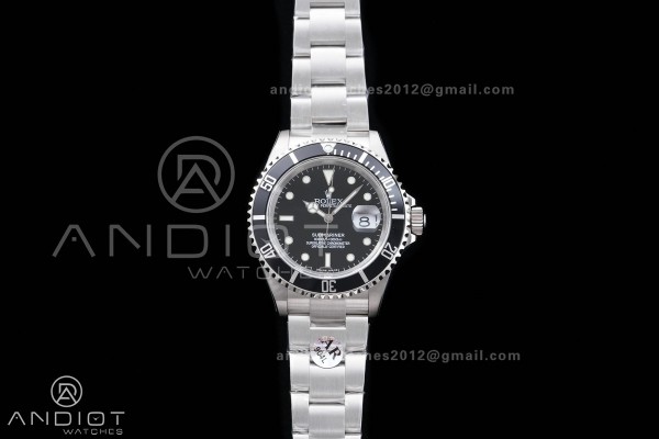 Submariner 16610 LN Black No Rehaut Engraving 904L...