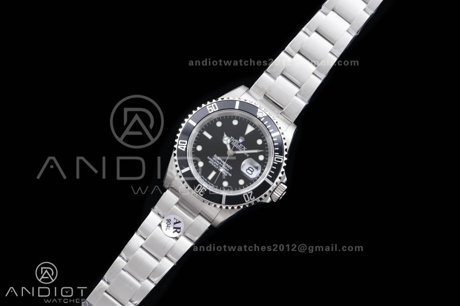 Submariner 16610 LN Black No Rehaut Engraving 904L Steel ARF 1:1 Best Edition on SS Bracelet SH3135