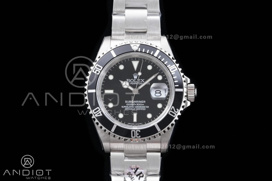 Submariner 16610 LN Black No Rehaut Engraving 904L Steel ARF 1:1 Best Edition on SS Bracelet SH3135