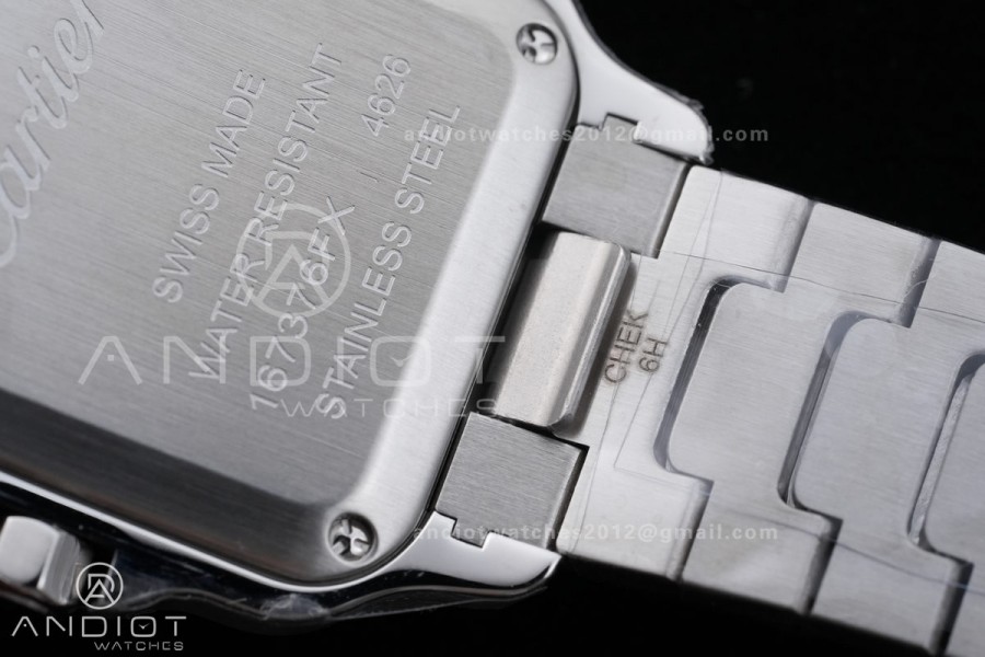 Santos W2SA0033 27x34mm AF 1:1 Best Edition Silver Dial ON SS/RG SmartLinks Bracelet Ronda Quartz