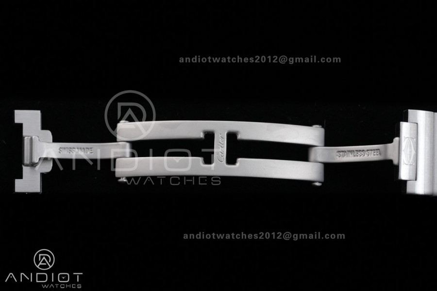 Santos W2SA0033 27x34mm AF 1:1 Best Edition Silver Dial ON SS/RG SmartLinks Bracelet Ronda Quartz
