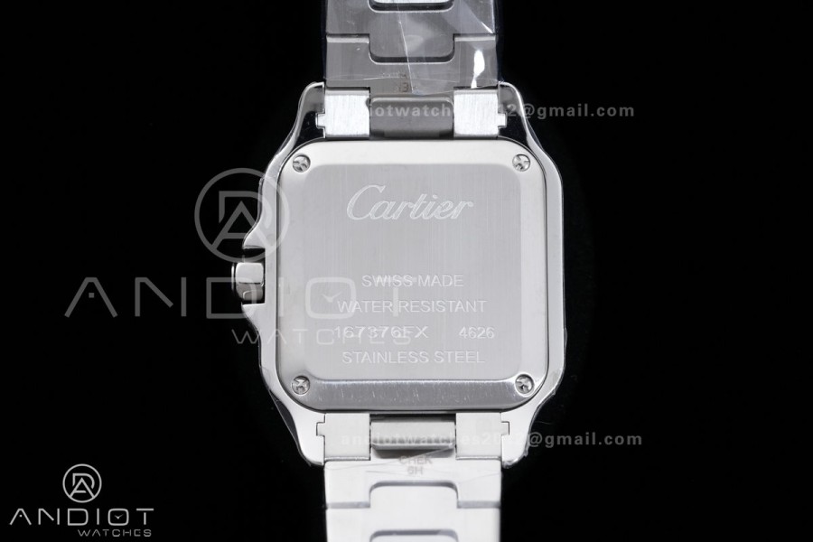 Santos W2SA0033 27x34mm AF 1:1 Best Edition Silver Dial ON SS/RG SmartLinks Bracelet Ronda Quartz