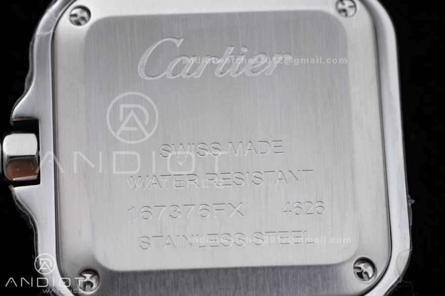 Santos W2SA0033 27x34mm AF 1:1 Best Edition Silver Dial ON SS/RG SmartLinks Bracelet Ronda Quartz