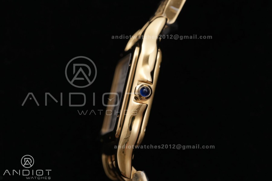 Panthère Ladies 27mm YG AF 1:1 Best Edition White Dial on YG Bracelet Ronda Quartz