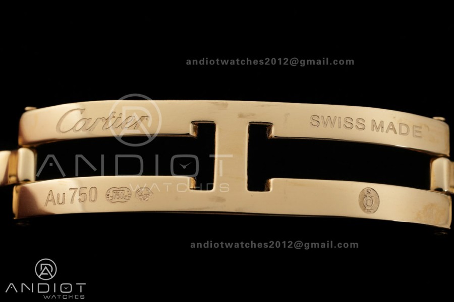 Panthère Ladies 27mm YG AF 1:1 Best Edition White Dial on YG Bracelet Ronda Quartz