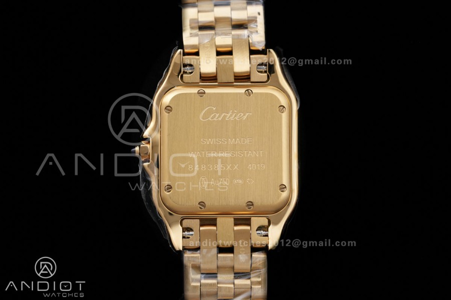 Panthère Ladies 27mm YG AF 1:1 Best Edition White Dial on YG Bracelet Ronda Quartz