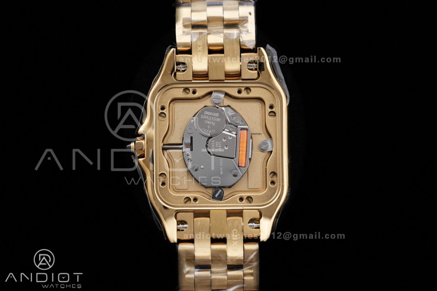 Panthère Ladies 27mm YG AF 1:1 Best Edition White Dial on YG Bracelet Ronda Quartz