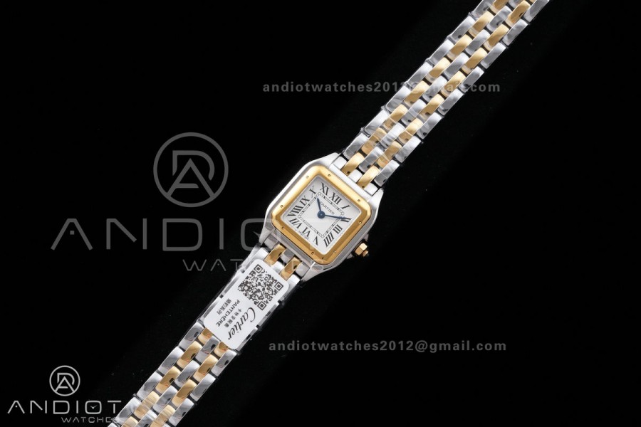 Panthère Ladies 22mm SS/YG AF 1:1 Best Edition White Dial on SS/YG Bracelet Ronda Quartz