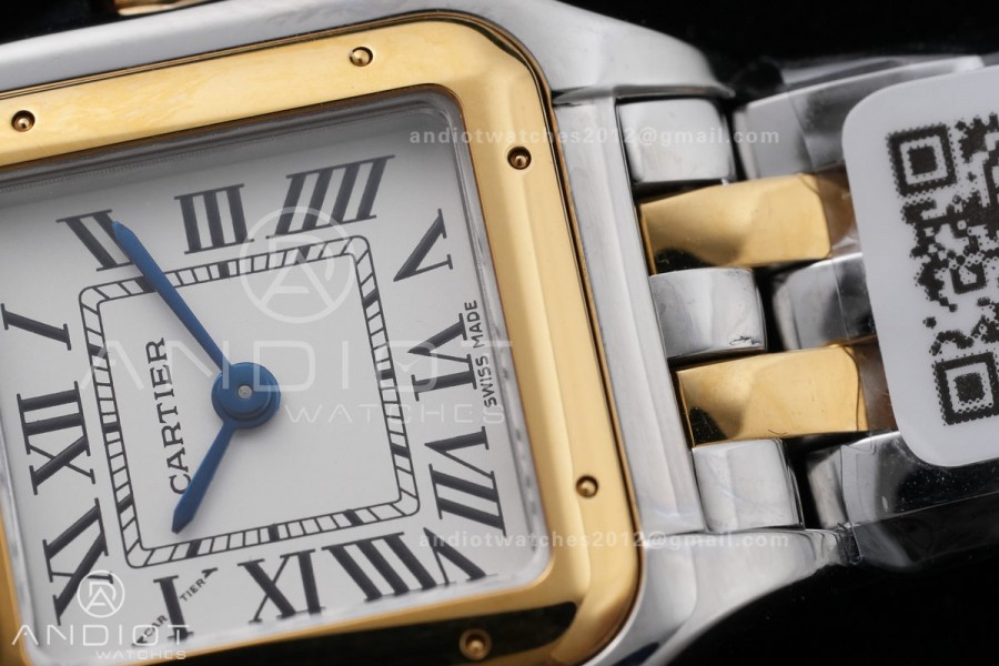 Panthère Ladies 22mm SS/YG AF 1:1 Best Edition White Dial on SS/YG Bracelet Ronda Quartz