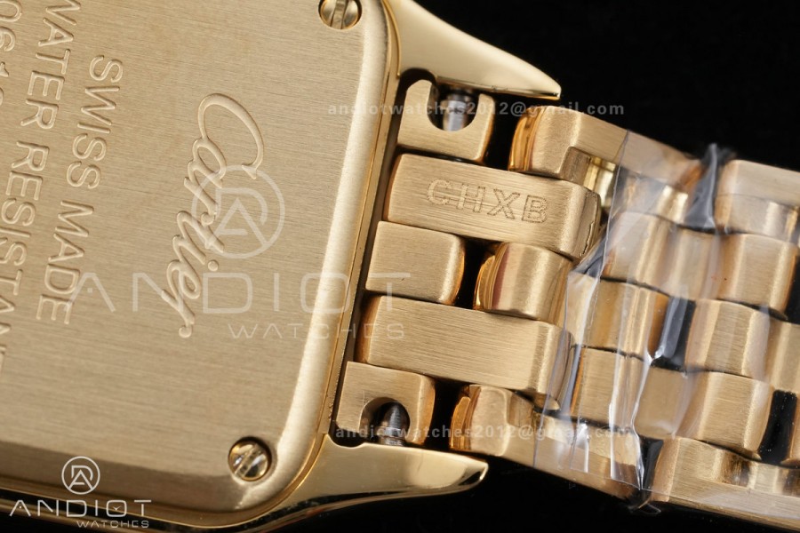 Panthère 22mm BVF 1:1 Best Edition YG White Dial Diamonds Bezel on YG Bracelet Ronda Quartz