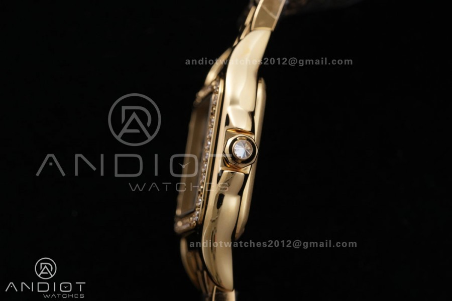 Panthère 22mm BVF 1:1 Best Edition YG White Dial Diamonds Bezel on YG Bracelet Ronda Quartz