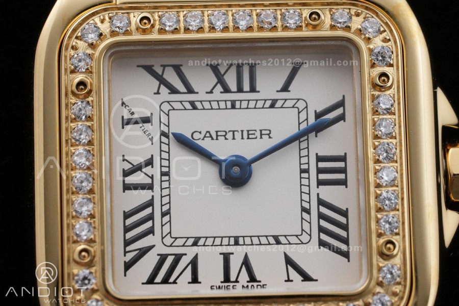 Panthère 22mm BVF 1:1 Best Edition YG White Dial Diamonds Bezel on YG Bracelet Ronda Quartz