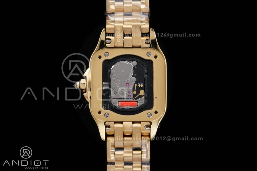 Panthère 22mm BVF 1:1 Best Edition YG White Dial Diamonds Bezel on YG Bracelet Ronda Quartz