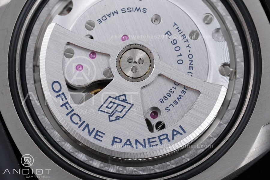 PAM1389 Titanium Submersible Black Ceramic Bezel  VSF 1:1 Best Edition Black Dial On Black Rubber Strap P.9010 Clone