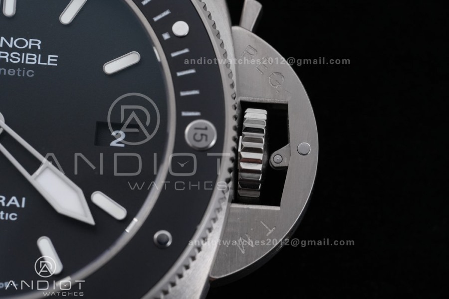 PAM1389 Titanium Submersible Black Ceramic Bezel  VSF 1:1 Best Edition Black Dial On Black Rubber Strap P.9010 Clone