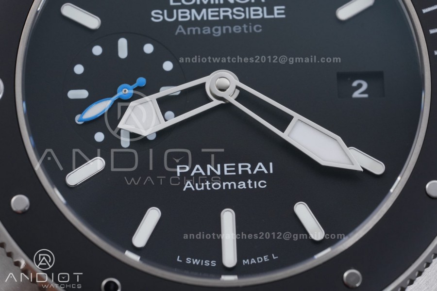 PAM1389 Titanium Submersible Black Ceramic Bezel  VSF 1:1 Best Edition Black Dial On Black Rubber Strap P.9010 Clone