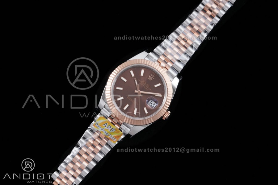 DateJust 41 126331 SS/RG ARF 1:1 Best Edition Brown Stick Dial on Jubilee Bracelet DD3235
