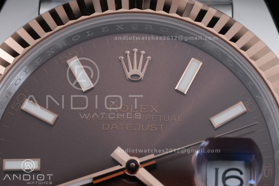 DateJust 41 126331 SS/RG ARF 1:1 Best Edition Brown Stick Dial on Jubilee Bracelet DD3235