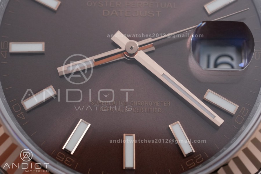 DateJust 41 126331 SS/RG ARF 1:1 Best Edition Brown Stick Dial on Jubilee Bracelet DD3235