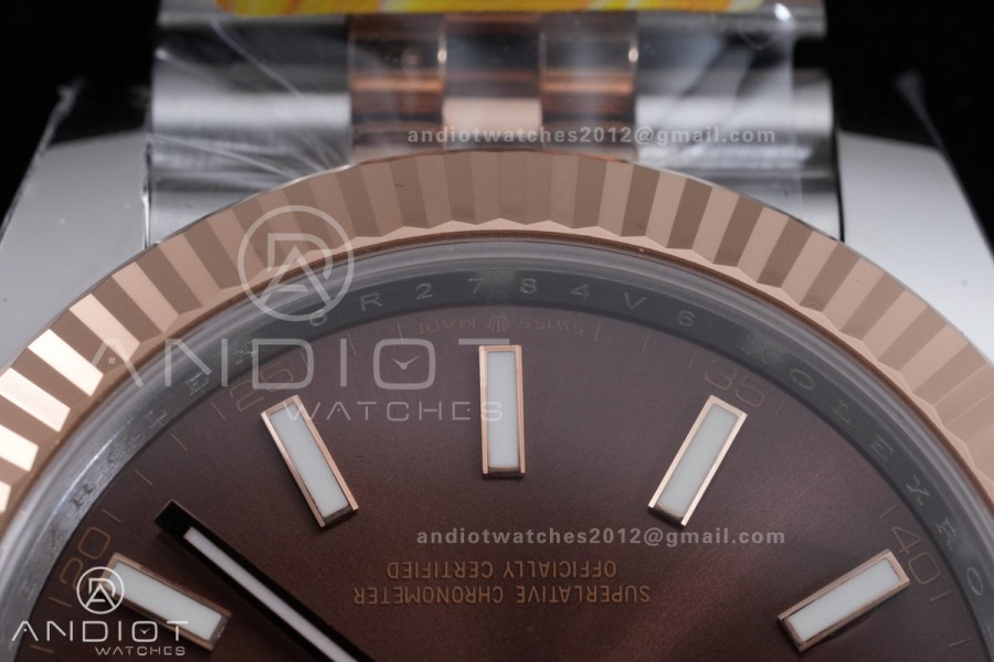 DateJust 41 126331 SS/RG ARF 1:1 Best Edition Brown Stick Dial on Jubilee Bracelet DD3235