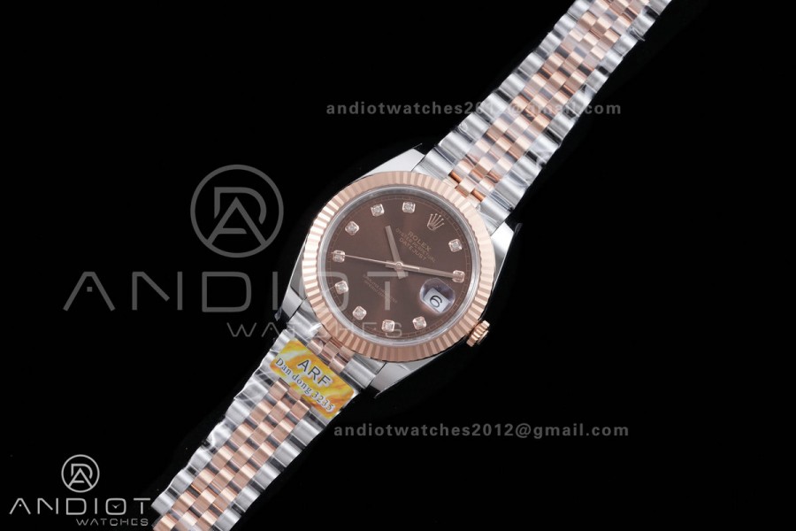 DateJust 41 126331 SS/RG ARF 1:1 Best Edition Brown Diamonds Dial on Jubilee Bracelet DD3235