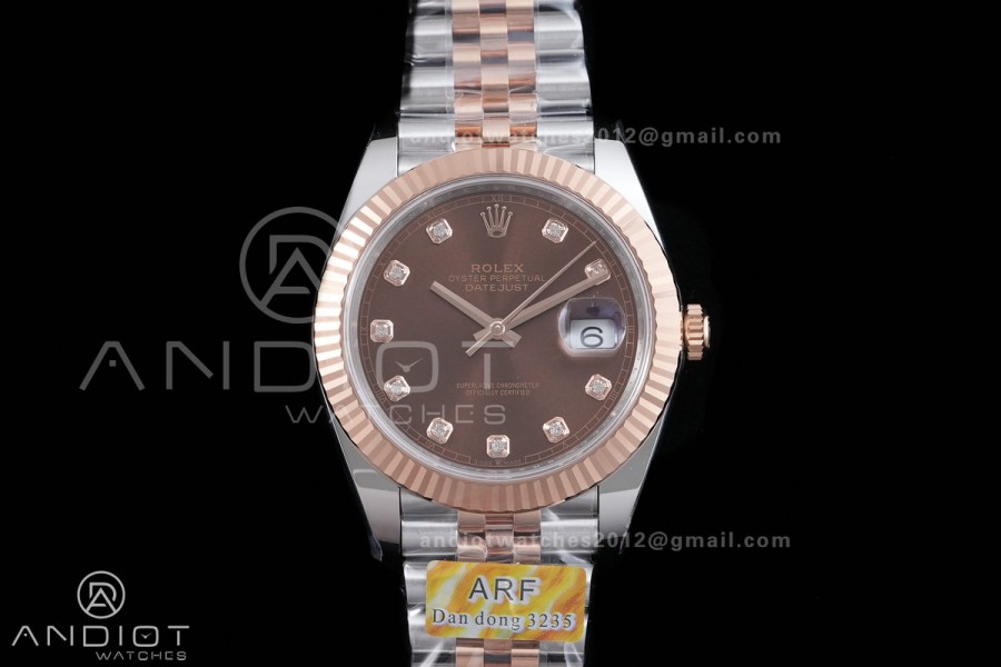 DateJust 41 126331 SS/RG ARF 1:1 Best Edition Brown Diamonds Dial on Jubilee Bracelet DD3235