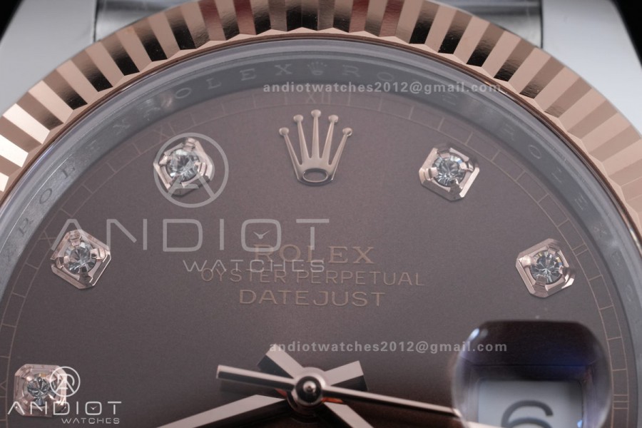 DateJust 41 126331 SS/RG ARF 1:1 Best Edition Brown Diamonds Dial on Jubilee Bracelet DD3235