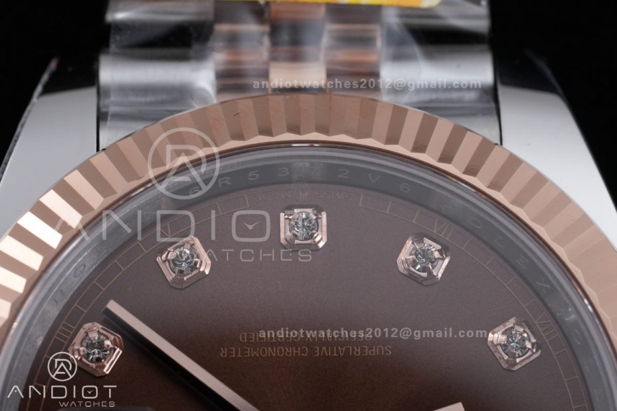 DateJust 41 126331 SS/RG ARF 1:1 Best Edition Brown Diamonds Dial on Jubilee Bracelet DD3235