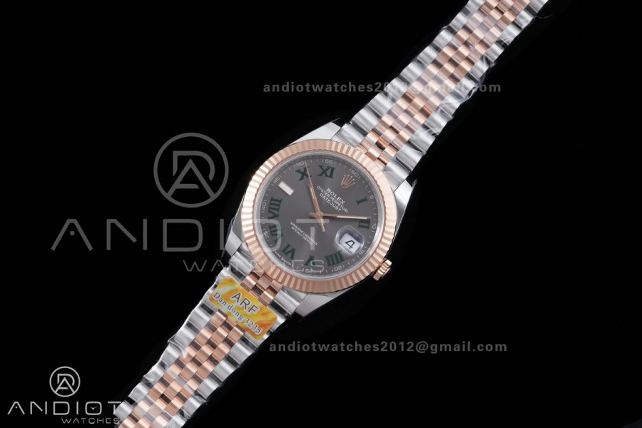 DateJust 41 126331 SS/RG ARF 1:1 Best Edition Gray Dial Green Roman on Jubilee Bracelet DD3235