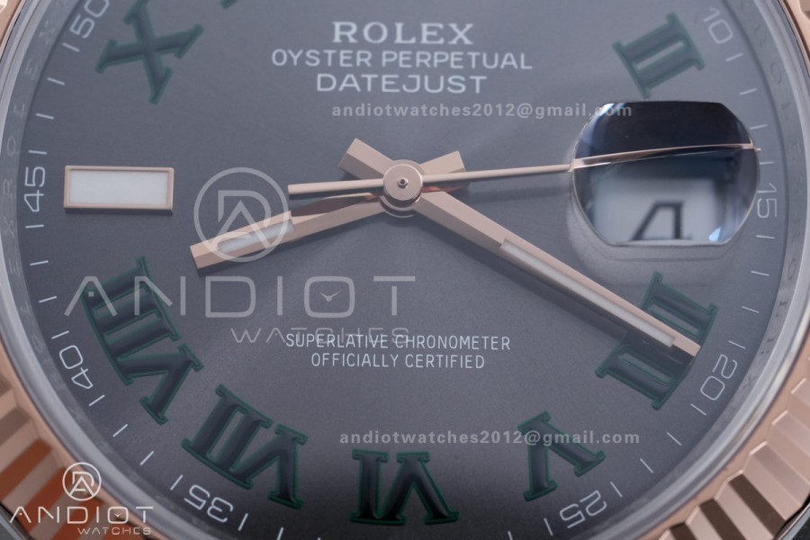 DateJust 41 126331 SS/RG ARF 1:1 Best Edition Gray Dial Green Roman on Jubilee Bracelet DD3235
