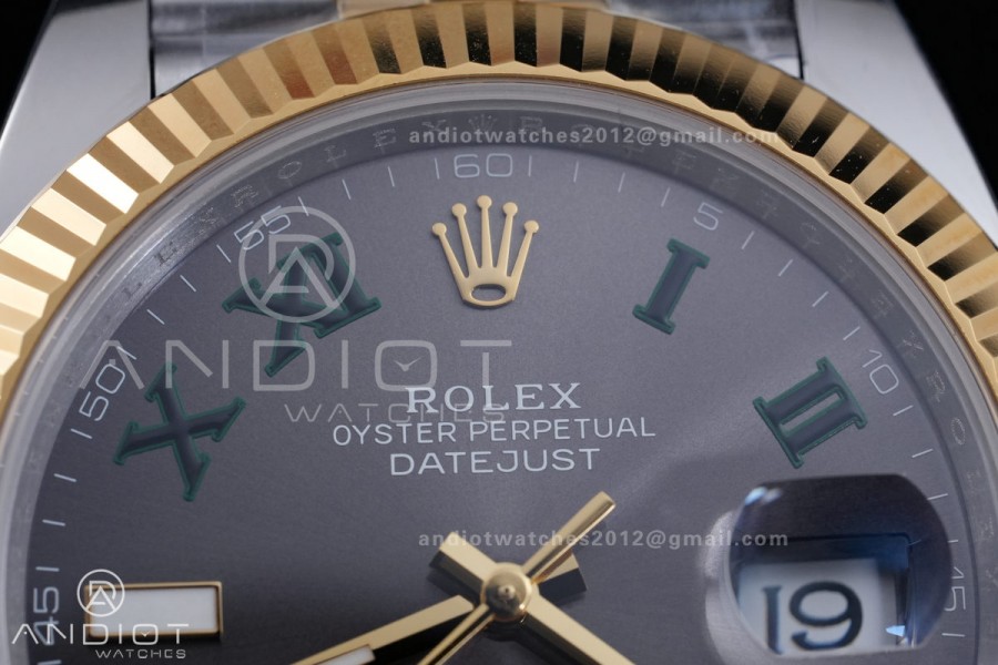 DateJust 41 126333 SS/YG ARF 1:1 Best Edition Gray Dial Green Roman on Jubilee Bracelet DD3235