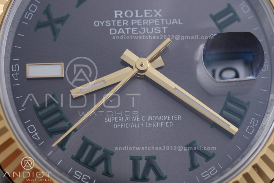 DateJust 41 126333 SS/YG ARF 1:1 Best Edition Gray Dial Green Roman on Jubilee Bracelet DD3235