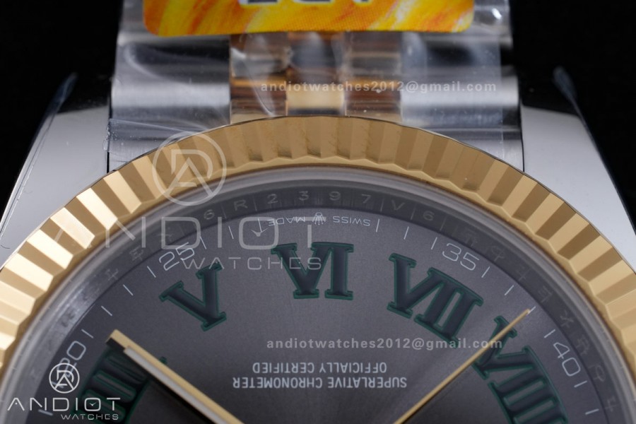 DateJust 41 126333 SS/YG ARF 1:1 Best Edition Gray Dial Green Roman on Jubilee Bracelet DD3235