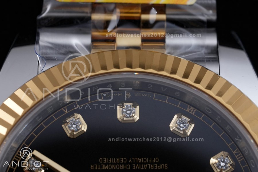 DateJust 41 126333 SS/YG ARF 1:1 Best Edition Black Diamonds Dial on Jubilee Bracelet DD3235