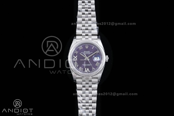 DateJust 36 SS 126234 VSF 1:1 Best Edition Purple Diamond Roman Dial on Jubilee Bracelet VS3235 V2