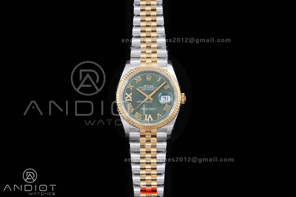 DateJust 36 126233 SS/YG VSF 1:1 Best Edition Green Roman Dial on Jubilee Bracelet VS3235 V2