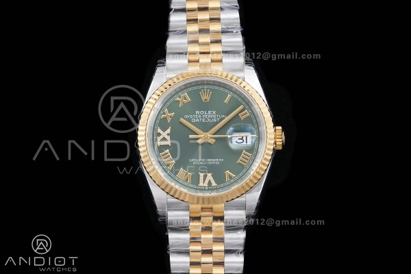 DateJust 36 126233 SS/YG VSF 1:1 Best Edition Green Roman Dial on Jubilee Bracelet VS3235 V2