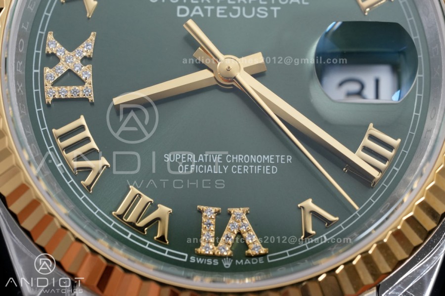 DateJust 36 126233 SS/YG VSF 1:1 Best Edition Green Roman Dial on Jubilee Bracelet VS3235 V2