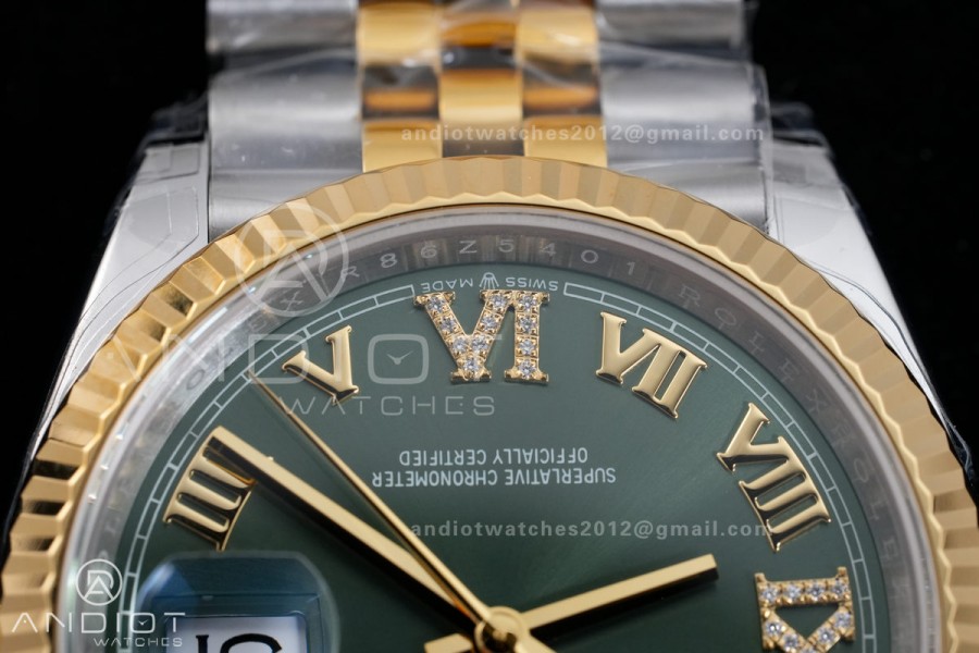 DateJust 36 126233 SS/YG VSF 1:1 Best Edition Green Roman Dial on Jubilee Bracelet VS3235 V2
