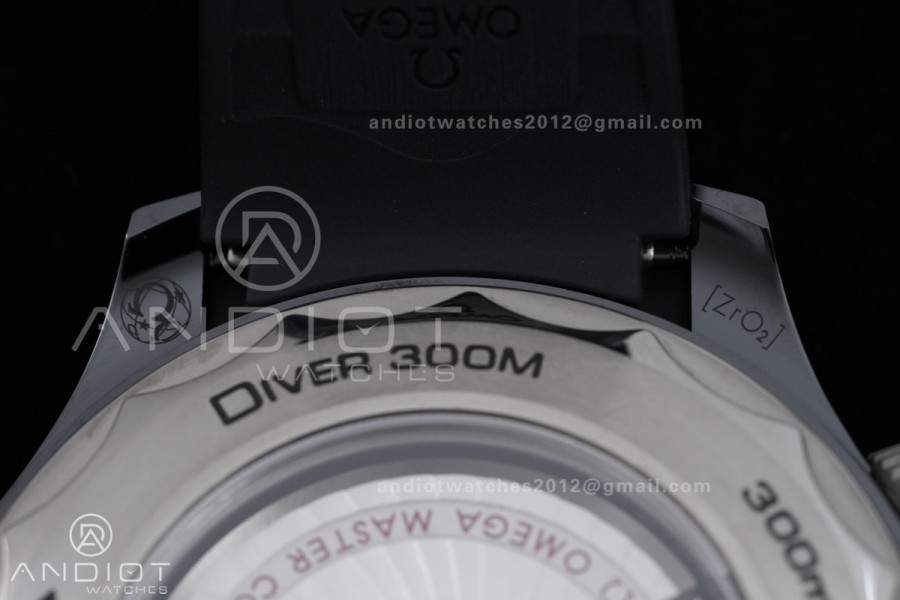 Seamaster Diver 300M Black Ceramic/SS ORF 1:1 Best Edition Black Dial On Black Rubber Strap Super Clone Asian 8806 Free Sprung