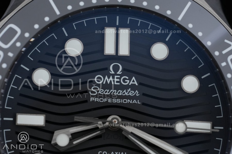 Seamaster Diver 300M Black Ceramic/SS ORF 1:1 Best Edition Black Dial On Black Rubber Strap Super Clone Asian 8806 Free Sprung