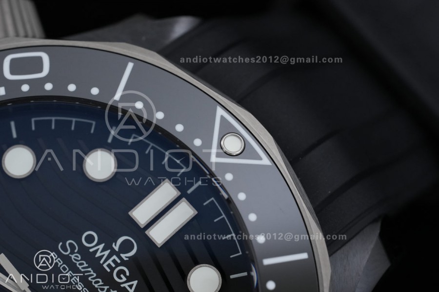 Seamaster Diver 300M Black Ceramic/SS ORF 1:1 Best Edition Black Dial On Black Rubber Strap Super Clone Asian 8806 Free Sprung