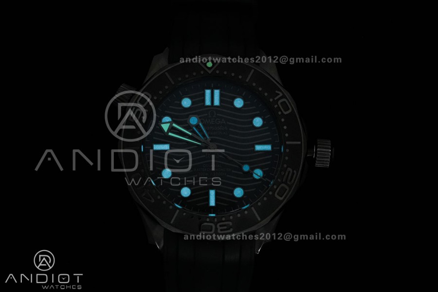 Seamaster Diver 300M Black Ceramic/DLC ORF 1:1 Best Edition Black Dial On Black Rubber Strap Super Clone Asian 8806 Free Sprung