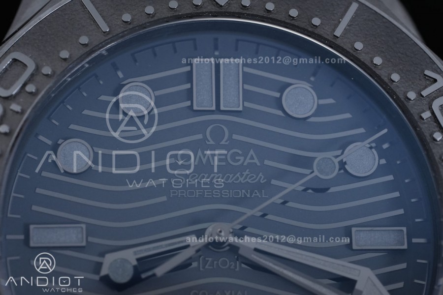 Seamaster Diver 300M Black Ceramic/DLC ORF 1:1 Best Edition Black Dial On Black Rubber Strap Super Clone Asian 8806 Free Sprung