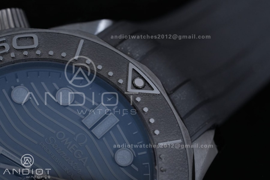 Seamaster Diver 300M Black Ceramic/DLC ORF 1:1 Best Edition Black Dial On Black Rubber Strap Super Clone Asian 8806 Free Sprung