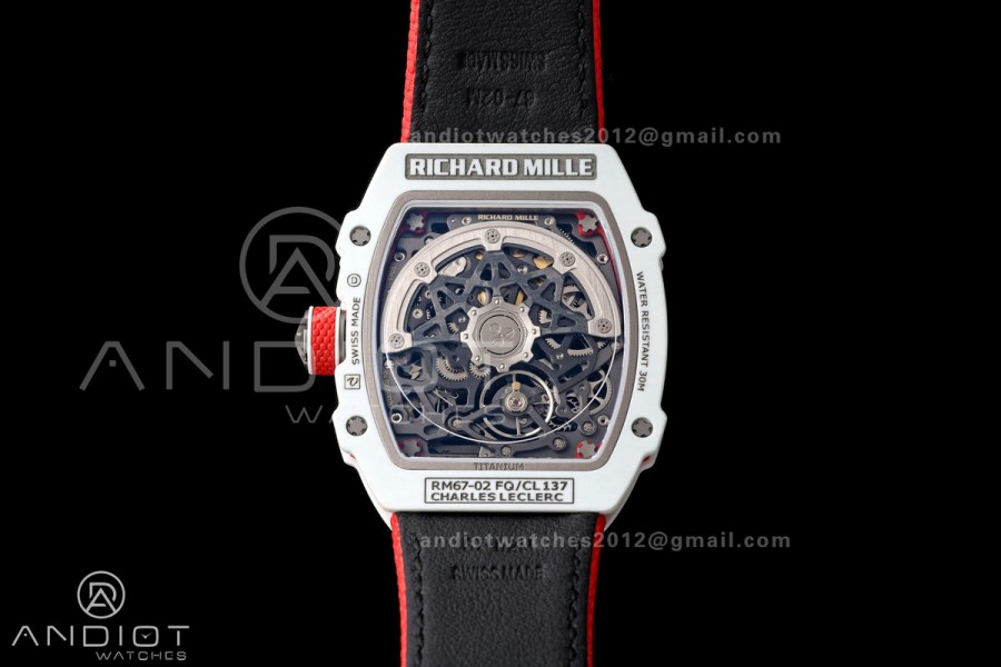 RICH Maker's 1:1 RM67-02 White NTPT Leclerc Skeleton Dial CRMA7 Super Clone