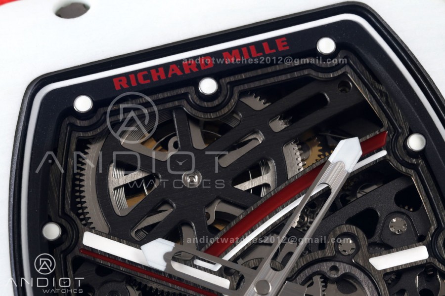 RICH Maker's 1:1 RM67-02 White NTPT Leclerc Skeleton Dial CRMA7 Super Clone