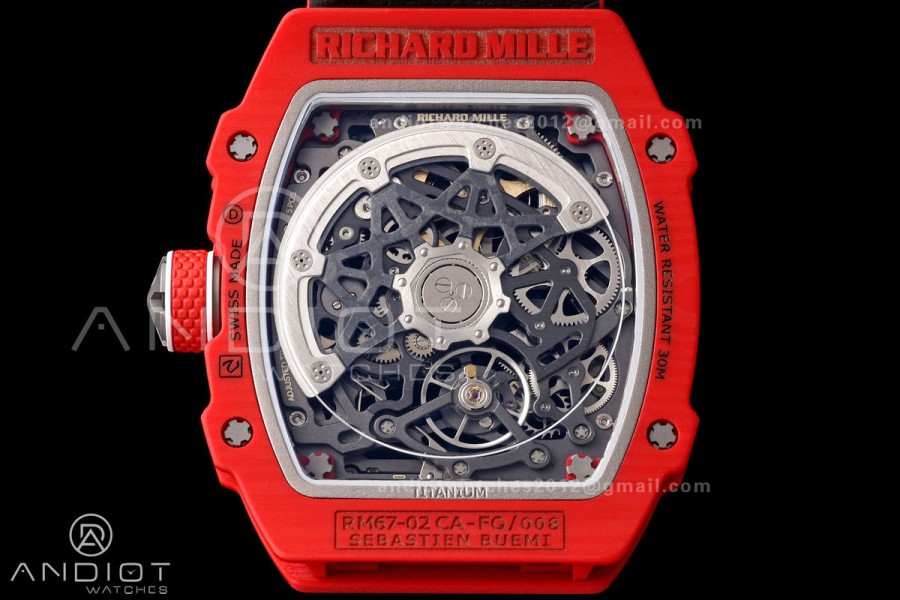 RICH Maker's 1:1 RM67-02 Red NTPT Sebastien Buemi Skeleton Dial CRMA7 Super Clone