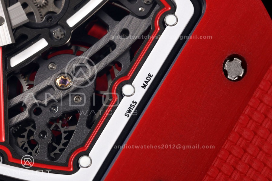 RICH Maker's 1:1 RM67-02 Red NTPT Sebastien Buemi Skeleton Dial CRMA7 Super Clone
